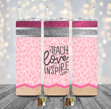 Load image into Gallery viewer, Pink Leopard Pencil Sublimation Tumbler