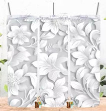 Load image into Gallery viewer, 3D White Floral Sublimation Tumbler