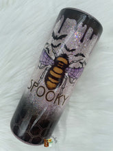 Load image into Gallery viewer, Spooky Bee Glow in the Dark Glass Snowglobe Tumbler