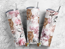 Load image into Gallery viewer, Watercolor Highland Cow Floral Sublimation Tumbler
